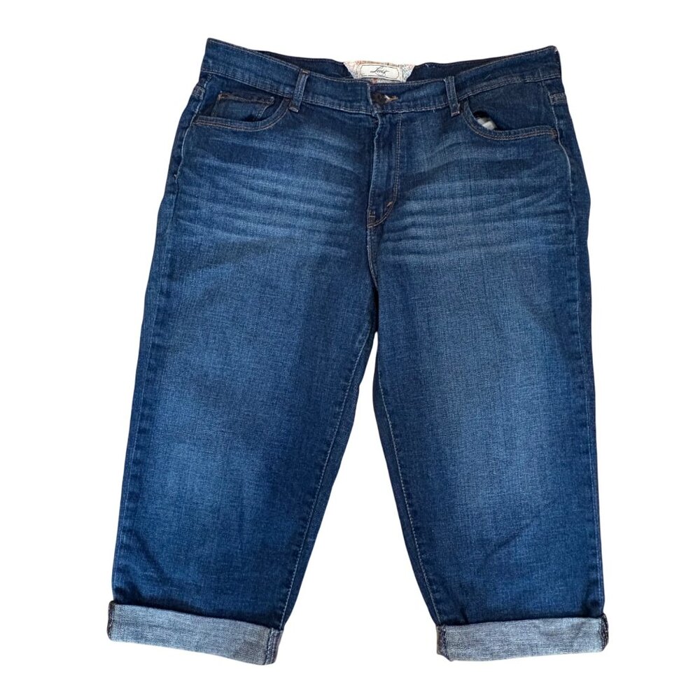 Levis Vintage Denim Capris Size 14 Mid-Rise Blue Jeans Rolled Hem Levi Strauss C